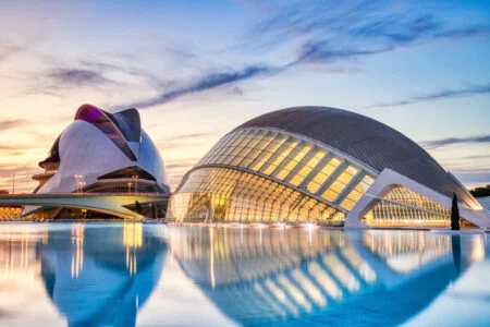 Illuminated Palau De Les Arts At Dusk, Valencia